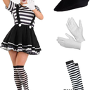 fun shack Mime Costume for Women, French Mime Costume Women, Mime Costume Adult, Mime Halloween Costumes for Women Size S