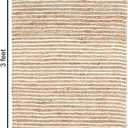 FRELISH DECOR Area Rug 2x3 feet - Premium Wool and Jute Blend Handwoven Rugs - Natural Fiber Chunky Stripe Design for Kitchen, Entryway, Bedroom(2' x 3' - Natural Ivory)