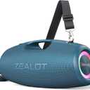 ZEALOT Bluetooth Speaker,120W Wireless Speakers with Booming Bass,IP67 Waterproof Speaker with LED Light, BT 5.3, Loud Bluetooth Speakers for Camping,Beach,Gifts(Blue)