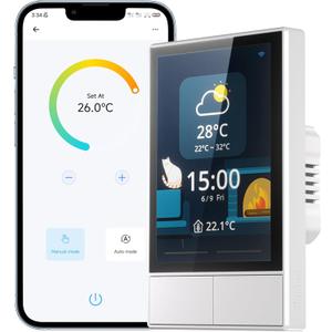 SONOFF Smart Switch, 2-Switch Panel Home Control, WiFi Smart Scene Wall Switch with Touchscreen, Smart Temperature Function, Lights Control, Compatible with Alexa and Google Home (1, White)