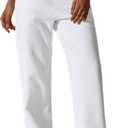 ABOCIW Womens Wide Leg Sweatpants Fleece High Waisted Baggy Sweat Pant Athletic Joggers Lough Pants with Pockets (Small, White)