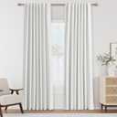 Guken White Linen Blackout Curtains 84 Inch Length 2 Panels Set for Living Room Bedroom Back Tab Thermal Insulated 100% Black Out Drapes Room Darkening 84 Inches Long