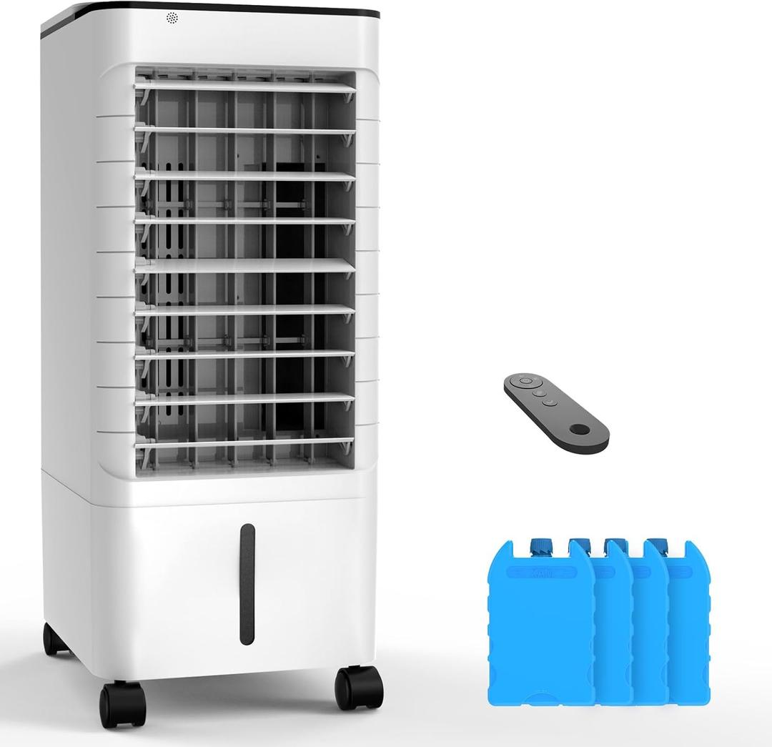 Windowless Portable Air Conditioners, 3-IN-1 Portable AC with Remote, 12H Timer & 1.16Gal Tank, 45 Oscillation, 3 Modes 3 Speeds, Fast Cooling Quiet Ventless Swamp Cooler for Room Home Office, Ivory