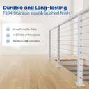 Muzata Cable Railing Post 36 Inch 36"x2"x2" Level Drilled Surface Mount White T304 Stainless Steel Cable Railing System Kit Indoor Outdoor with Paper User Guide PS02 WH4S