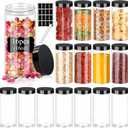 Plastic Jars with Lids 16OZ 16PCS Small Empty Slime Cosmetics Containers Clear Gift Food Jars Round PET Cream Jars with Black Lids Pen Labels for Kitchen Storage Spices Dry Food Butter
