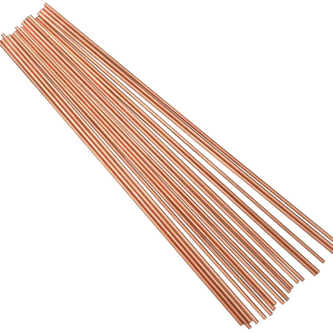 Therwen 20 Pcs Pure Copper Round Rod 11.8 Inch Length Bare Metal Solid Copper Rod Lathe Bar Stock for Crafts (0.12 Inch/ 3 mm in Diameter)
