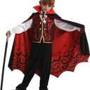Kids Deluxe Vampire Costume Boys for Halloween Costumes Set Party Favors Outfit with Accessories (XXL)