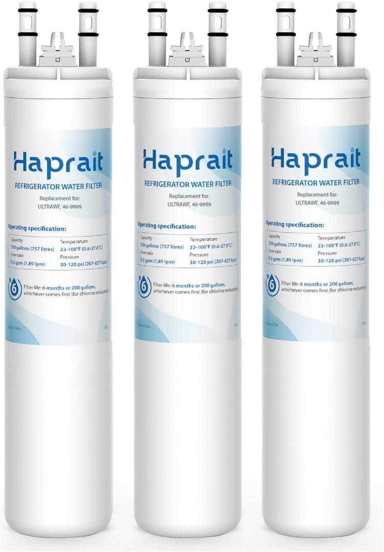 Haprait HP005 Replacement for Frigidaire ULTRAWF, Pure Source Ultra, Kenmore 9999, 469999, 46-9999, A0094E28261 Water and Ice, Height 11 inches, 3 Count