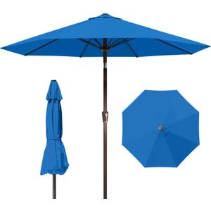 9ft Patio Umbrella with Push Button Tilt and Crank,Outdoor Market Table Umbrella UV Protection 8 Sturdy Ribs for Backyard,Garden,Pool,Deck(Royal Blue)