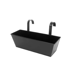 Railing Planters Outdoor Balcony 16 Inch Deck Over The Railing Planter Boxes Hanging Planters for Fence Flower (Black)