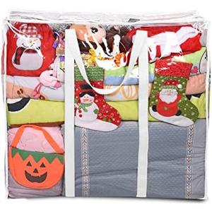 ProPik Clear Storage Bag Gift Wrap Clothes Organizer Big Zippered Christmas Decorations Storage Vinyl Bag for Under Bed Moving Bedding Linen Pillow Blanket Cloth Bag Reinforced Handles (White, 1)