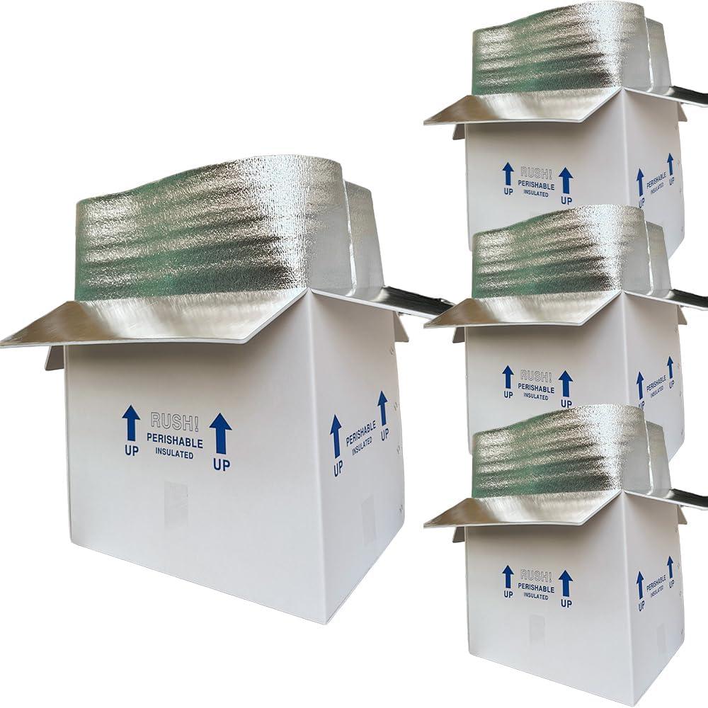 19x12x16'' Insulated Shipping Boxes with Bag Liners, Styrofoam Cold Mailer, Foam Cooler Containers, for Mailing Packaging Frozen Food, Perishable Fruit, and More (4 Pack)