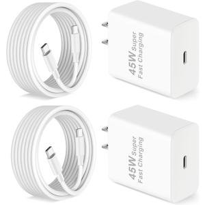 Pixel 10 9 8 7 6 Fast Charger, 2 Pack 45W USB C Super Fast Wall Charger Block with 10FT Long Type C Charging Cable Cord for Google Pixel 10/10 Pro/10 Pro XL/9/9a/9 Pro XL/Fold/8/8a/8 Pro/7/7 Pro/6/5/4