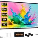 Outdoor Projector Screen with Stand - 120 inch Portable Projector Screens Indoor Outdoor Projector Screen 16:9 4K HD Outdoor Movie Screen with Carry Bag,Home Theater Projector Bags & Cases