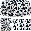 Cow Print Round Plastic Tablecloths, 3 Pack, 84 x 84 Inch, Black, Spill Resistant, Perfect for Cow Theme Party, Kid's Birthday, Baby Shower, Picnic, Farmhouse