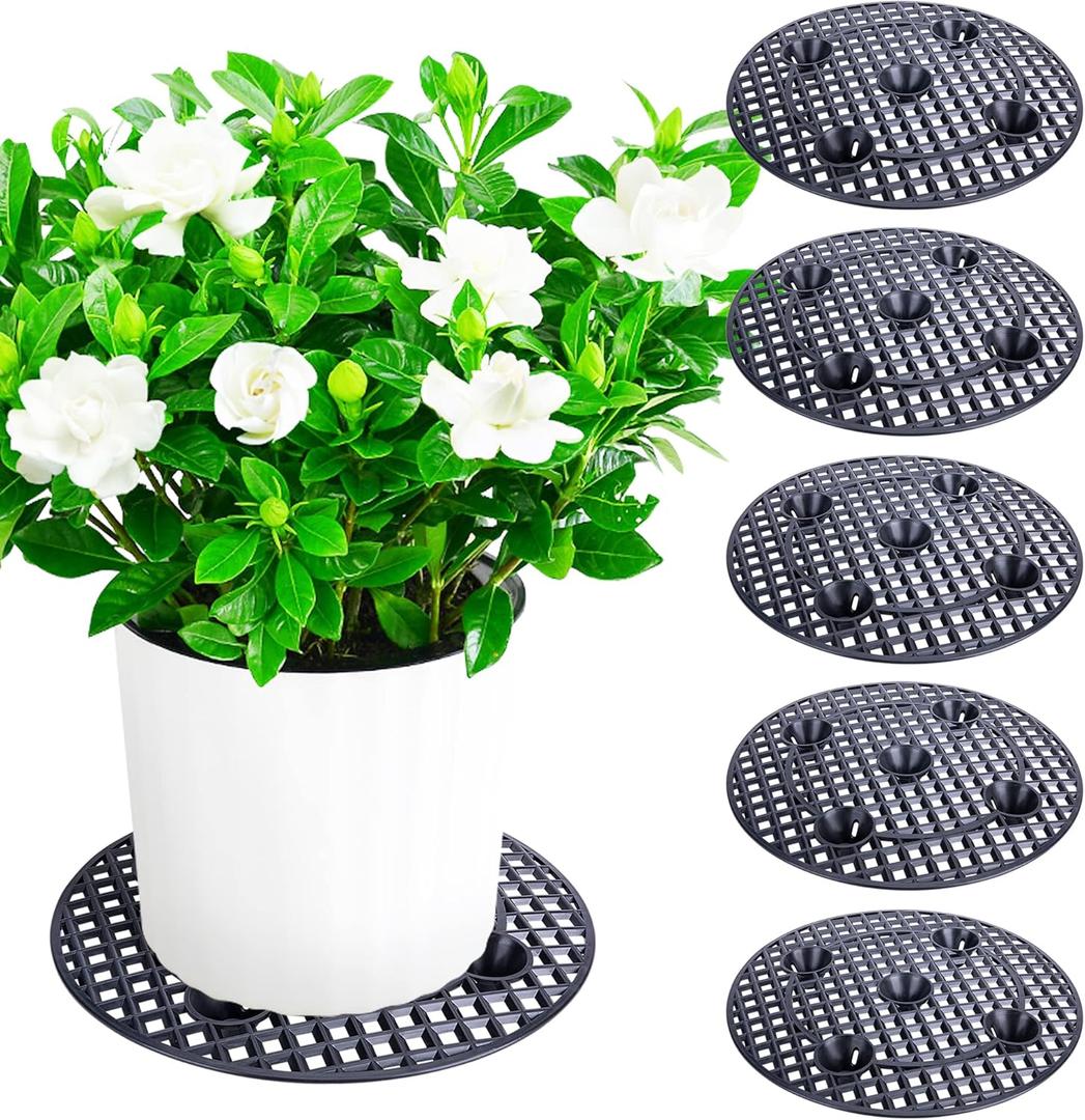 6Pack Large 15" Plant Level Pot Elevator, Heavy Duty Plant Stands, Plant Pot Saucer for Prevent Rot and Damage on Patio & Deck (40cm-6pcs, Black)