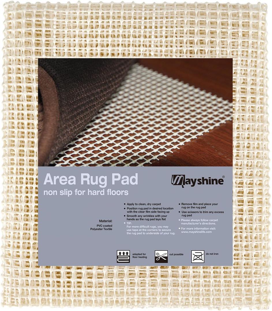 MAYSHINE Non-Slip Area Rug Pad Mat Underlay Multipurpose for Hard Surface Floor (6 x 9 Feet)
