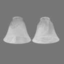 Anmire 2 Pack White Frosted Spiral Textured Glass Lamp Shades, Bell Shaped Light Fixture Replacement Globe or Cover with 2-1/8-Inch Fitter for Ceiling Fan Light Chandelier Wall Sconce G0075