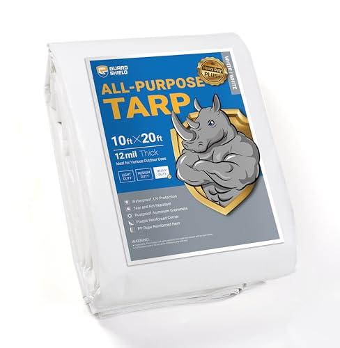 White Tarps Heavy Duty Waterproof 10x20 Feet Large Thick Tarp Cover 12mil, White 