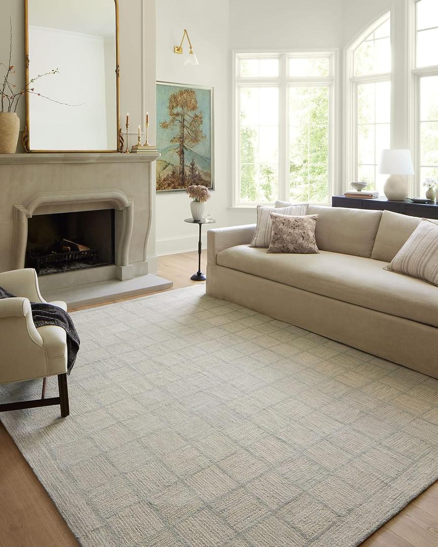 Loloi Chris Loves Julia x Francis Collection FRA-03 Silver/Sky 7'-9" x 9'-9" Area Rug Loloi Chris Loves Julia x Francis Collection FRA-03 Silver/Sky 7'-9" x 9'-9" Area Rug