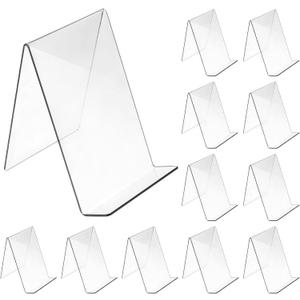12 Pcs 6 x 4 Acrylic Book Stand Display, Clear Acrylic Holder Display Easel, Tablet Holder Displaying for Book Photos, Picture Notebooks, Music Sheets, Artworks, CD