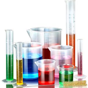 Plastic Graduated Cylinder and Plastic Beakers Set - Beakers 50ml 100ml 250ml 500ml 1000ml, Graduated Cylinder 10ml 25ml 50ml 100ml, Ideal for Home and School Science Lab