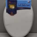 Soft Elongated Vinyl Toilet Seat, White - 19 Inch Soft Vinyl Cover with Comfort Foam Cushioning - Fits All Elongated Size Fixtures - Easy to Install Fantasia by Achim Home Decor