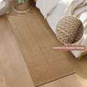 Runner Rug – Boho 2x5 ft Hallway Runner Rug,Braided Design Neutral Entryway Rug with Rubber Backing,Tan Brown,Machine Washable,Solid Faux Jute Rug,for Bedroom,Bathroom,Non-Slip