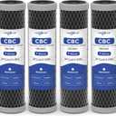 1 Micron 10" x 2.5" Whole House CTO Carbon Block Water Filter Cartridge Replacement for CBC-10, CB1-10, CBR2-10, CB3, CB1, FX12P, FXULC, FXUVC, WHKF-DB1, SMCB-2510, CBSM-2510, MAXVOC-975RV (Pack of 4)