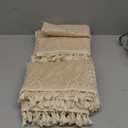 YJ YANJUN Boho Crochet Curtains with Tassel 63 Inch Length 2 Panel Sets Vintage Floral Pattern Lace Sheer Drapes Rod Pocket Privacy Cottage Curtains for Bedroom Living Room Bay Window W59 x L63 Beige