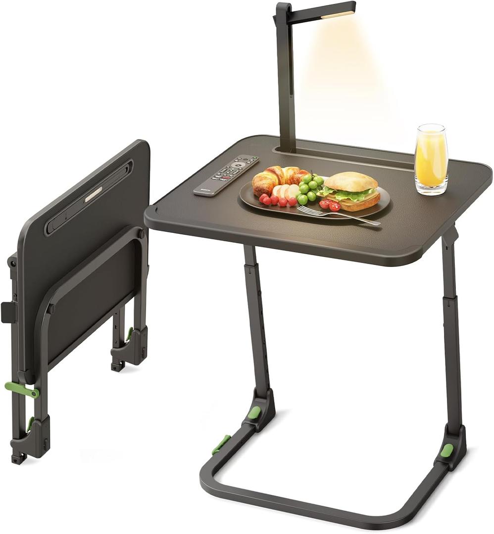SAIJI Upgraded Small Folding Table, Height & Tilt Adjustable Sturdy TV Dinner Tray Tables, Multifunction TV Trays for Eating, Working, Crafting on Couch & Bed, Living Room Laptop Desk, Large