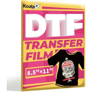Koala Paper DTF Transfer Film 8.5 x 11 Inch, 50 Sheets for DTF and Sublimation Inkjet Printers, Direct to Film Printing on All Fabrics