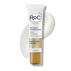 RoC Retinol Correxion Deep Wrinkle Anti-Aging Night Cream, Daily Face Moisturizer with Shea Butter, Glycolic Acid and Squalane, Skin Care Treatment, Mini 0.5 Ounces