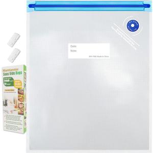 Sous Vide Bags 15pack Large Size 10.2x13.4in/ 26x34cm Food Vacuum Storage Bags, Reusable Vacuum Zipper for Sous Vide Cooking, 4 Sealing Clips for Food Storage and Sous Vide Cooking.