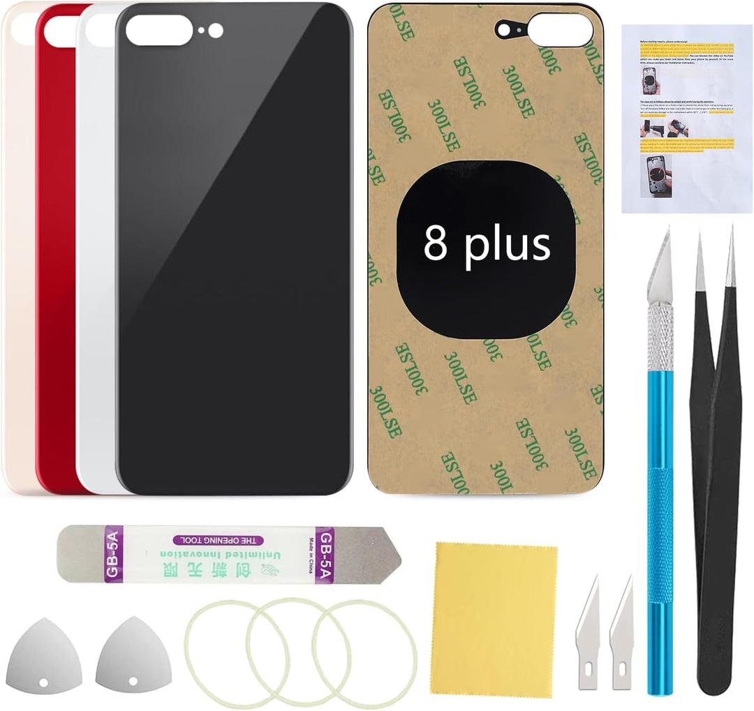 Rear Back Screen Glass Cover Replacement Compatible with iPhone 8 Plus 5.5-Inches All Carriers (Space Gray)