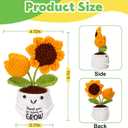 Mini Handmade Positive Sunflower Crochet Decorative with Card,Thank You for Helping Me Grow, Teacher Gifts for Women, Christmas,Birthday,Graduation,New Year Gift.