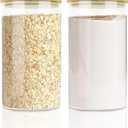 Large Glass Cereal Containers Storage with Airtight Bamboo Lids,Pantry Storage Container,Perfect for Kitchen Organization - Flour, Rice, Pasta, Sugar, Coffee Beans, Accessories Included,2 packs(168oz)