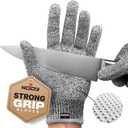 NoCry Cut Resistant Gloves Food Grade with Grip Dots for Superb Grip - Breathable & Lightweight Cutting Gloves for Chefs - Ambidextrous - Cut Resistant Kitchen Gloves for Cutting or Woodworking Gloves (Medium)