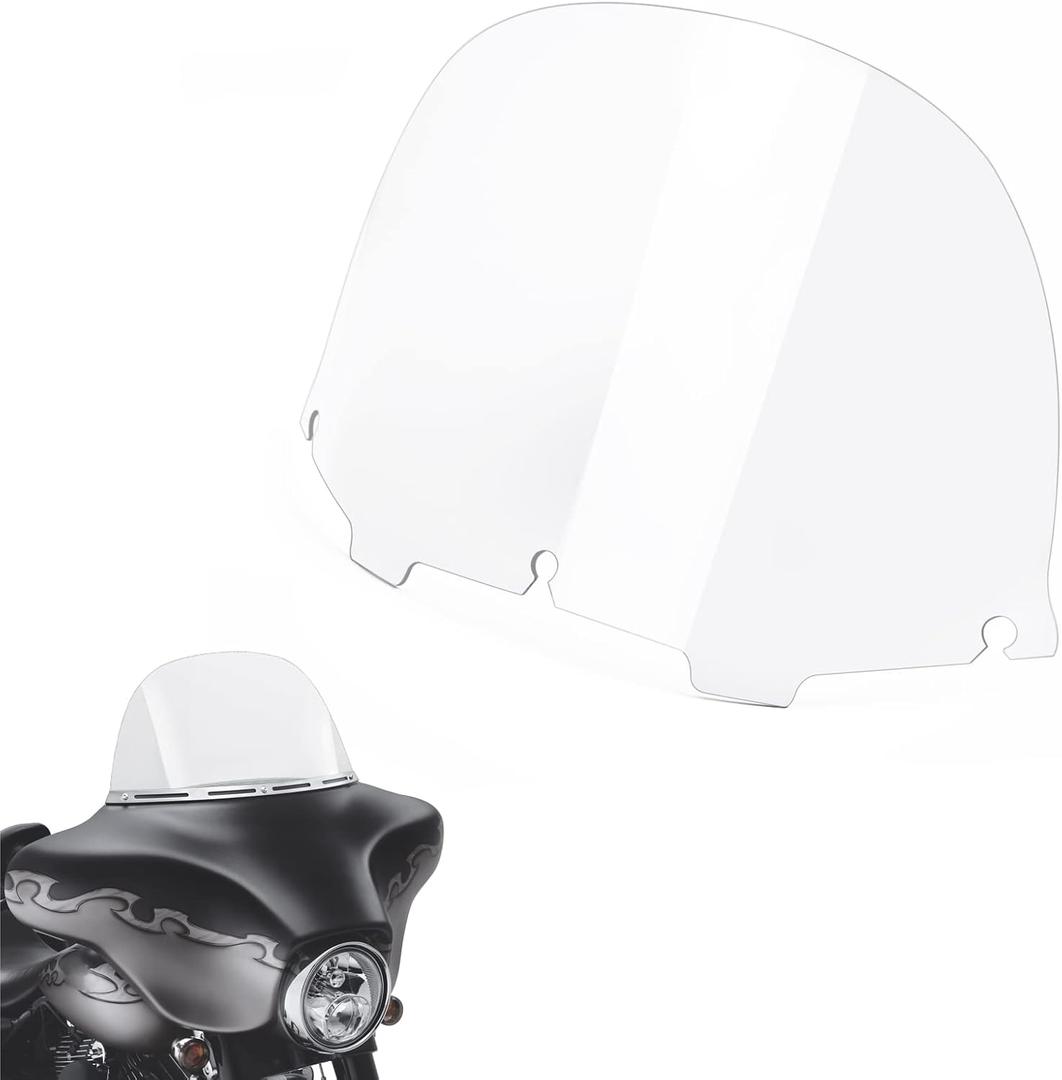 Amazicha Clear 13" Windshield Round Windscreen Wind Splitter Wind Deflector Compatible for 1996-2013 Harley Davidson Touring Electra Glide Ultra Classic Street Glide Ultra limited Tri Glide FLHT FLHX