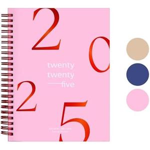 Rileys & Co 2025 Floating Weekly Planner - Annual Weekly & Monthly Agenda Planner, Jan - Dec 2025, Flexible Cover, Notes Pages, Twin-Wire Binding (6 x 8-Inches, Pink), 4 PCS