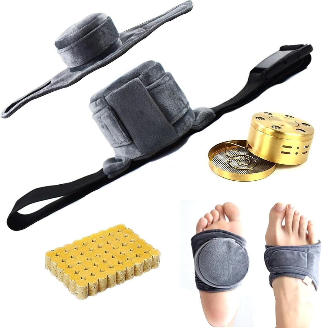 54pcs Moxa Cones and 2pcs Smokeless Purifier Bag for Moxibustion, Copper Box Included (Yellow)