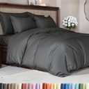 Duvet Cover Queen Size - Extra Soft Queen Size Duvet Cover - Lightweight & Breathable - Easy Care & Fade Free with Zipper Closures and Ties - 90" x 90" Inches - (Charcoal) Comforter Not Included