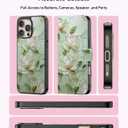 LUHOURI for iPhone 16 Pro Case Wallet - Wireless Charging Compatible Detachable Flip Folio Leather Cover - RFID Blocking 4 Card Slots - Protective Phone Case for Women - Vintage Magnolia Flowers