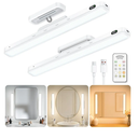 WILLED 3W Rechargeable Vanity Lights for Mirror with Remote Control，Eye-Friendly Mirror Lights Stick on,Adjustable Color Temperatures Makeup Light with Battery Display for Bedroom, Bathroom(2 Pack