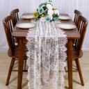 ShinyBeauty 30x120 Inch White Lace Table Runner - Rustic Boho Party Table Linen for Wedding, Christmas, and Special Events