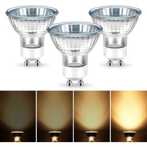GU10 Halogen 50W Bulbs, 120V Halogen Light Bulb, GU10 Base Replacement for Candle Warmer Lamp Bulb, Warm White Dimmable Glass Cover for Spot Recessed Track Lighting, Range Hood Lights, 3 Pack