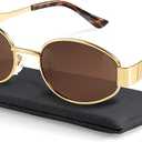 Livho Polarized Sunglasses, Retro & Oversized Shades for Women with Round Lenses Brown/Gold