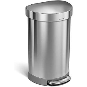 simplehuman 45 Liter/ 12 Gallon Semi-Round Hands-Free Step Trash Can, Brushed
