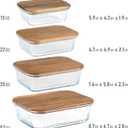 Set of 4 Stackable Space-Saving Nesting Glass Bowls with Airtight Acacia Lids for Lunch, Meal & Food Prep - Microwave & Oven-ready BPA Free Durable Heat Resistant Inert Borosilicate Glass