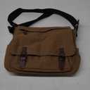 Men Canvas Messenger Bag Business Casual Travel Shoulder Crossbody Bags For Men(Dark Brown,M)
